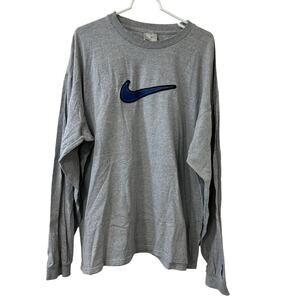 Nike Mens Size XXL Gray Tag Long Sleeve Colorful Center Swoosh T Shirt Y2K